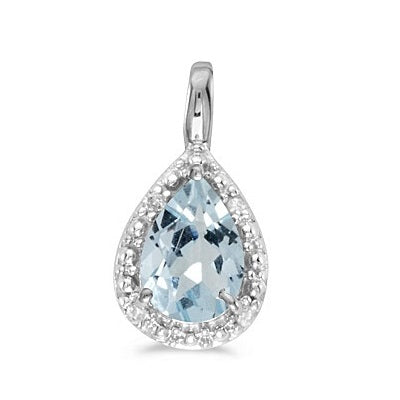 Pear Shaped Aquamarine Pendant Necklace 14k White Gold (0.60ct)
