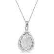 Pear Shaped White Topaz Pendant Necklace 14k White Gold (0.85ct)