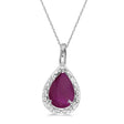 Pear Shaped Ruby Pendant Necklace 14k White Gold (0.75ct)