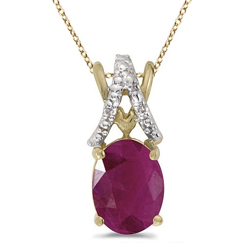 Ruby & Diamond Solitaire Pendant 14k Yellow Gold (1.50ct)