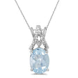 Aquamarine & Diamond Solitaire Pendant 14k White Gold (1.10tcw)