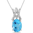 Blue Topaz & Diamond Solitaire Pendant 14k White Gold (1.60ct)
