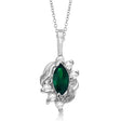 Marquise Emerald & Diamond Pendant Necklace in 14K White Gold (0.34ct)