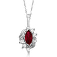 Marquise Red Ruby & Diamond Pendant in 14K White Gold (0.34ct)