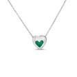 Heart Lab  Emerald Bezel Pendant Necklace 14K White Gold (0.25ct)