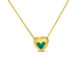 Heart Emerald Bezel Pendant Necklace 14K Yellow Gold (0.25ct)