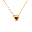 Heart Ruby Bezel Pendant Necklace 14K Yellow Gold (0.33ct)