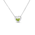 Heart Peridot Bezel Pendant Necklace 14K White Gold (0.26ct)