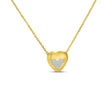 Heart White Opal Bezel Pendant Necklace 14K Yellow Gold (0.16ct)