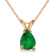 Pear Cut Emerald Solitaire Pendant Necklace 14K Rose Gold (0.75ct)