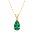 Pear Lab Emerald & Diamond Solitaire Pendant Necklace 14k Yellow Gold (0.85ct)