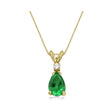 Pear Emerald & Diamond Solitaire Pendant Necklace 14k Yellow Gold (0.75ct)