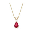 Pear Ruby & Diamond Solitaire Pendant Necklace 14k Yellow Gold (0.75ct)