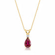 Pear Ruby & Diamond Solitaire Pendant Necklace 14k Yellow Gold (0.75ct)
