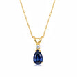 Pear Blue Sapphire & Diamond Solitaire Pendant Necklace 14k Yellow Gold (0.75ct)