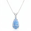 Pear Moonstone & Diamond Solitaire Pendant Necklace 14k White Gold (1.35ct)