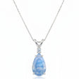 Pear Lab Moonstone & Diamond Solitaire Pendant Necklace 14k White Gold (0.90ct)