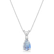 Pear Moonstone & Diamond Solitaire Pendant Necklace 14k White Gold (0.75ct)