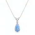 Pear Moonstone & Diamond Solitaire Pendant Necklace 14k White Gold (0.75ct)