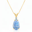 Pear Lab Moonstone & Diamond Solitaire Pendant Necklace 14k Yellow Gold (1.35ct)