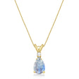Pear Moonstone & Diamond Solitaire Pendant Necklace 14k Yellow Gold (0.90ct)