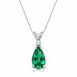 Pear Emerald & Diamond Solitaire Pendant Necklace 14k White Gold (0.85ct)