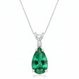 Pear Emerald & Diamond Solitaire Pendant Necklace 14k White Gold (1.40ct)
