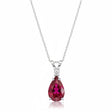 Pear Ruby & Diamond Solitaire Pendant Necklace 14k White Gold (1.25ct)