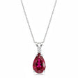 Pear Ruby & Diamond Solitaire Pendant Necklace 14k White Gold (2.05ct)