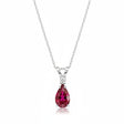 Pear Ruby & Diamond Solitaire Pendant Necklace 14k White Gold (0.75ct)