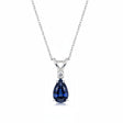 Pear Blue Sapphire & Diamond Solitaire Pendant Necklace 14k White Gold (0.75ct)