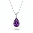 Pear Amethyst & Diamond Solitaire Pendant Necklace 14k White Gold (1.35ct)