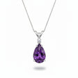 Pear Lab Amethyst & Diamond Solitaire Pendant Necklace 14k White Gold (1.00ct)