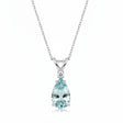 Pear Aquamarine & Diamond Solitaire Pendant Necklace 14k White Gold (1.00ct)