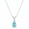 Pear Aquamarine & Diamond Solitaire Pendant Necklace 14k White Gold (1.40ct)