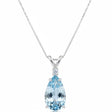 Pear Lab Aquamarine & Diamond Solitaire Pendant Necklace 14k White Gold (1.40ct)