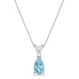 Pear Lab Aquamarine & Diamond Solitaire Pendant Necklace 14k White Gold (0.75ct)
