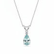Pear Lab Aquamarine & Diamond Solitaire Pendant Necklace 14k White Gold (0.75ct)