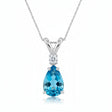 Pear Lab Blue Topaz & Diamond Solitaire Pendant Necklace 14k White Gold (0.75ct)