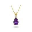 Pear Amethyst & Diamond Solitaire Pendant Necklace 14k Yellow Gold (1.00ct)