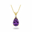 Pear Amethyst & Diamond Solitaire Pendant Necklace 14k Yellow Gold (1.35ct)