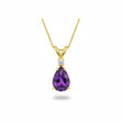 Pear Amethyst & Diamond Solitaire Pendant Necklace 14k Yellow Gold (0.75ct)