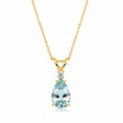 Pear Lab Aquamarine & Diamond Solitaire Pendant Necklace 14k Yellow Gold (1.00ct)