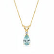 Pear Aquamarine & Diamond Solitaire Pendant Necklace 14k Yellow Gold (0.75ct)