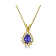 Pear Tanzanite & Diamond Pendant Necklace 14k Yellow Gold (0.70ct)
