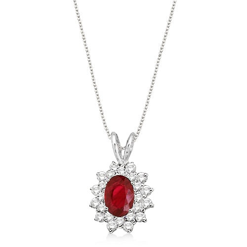 Ruby & Diamond Accented Pendant 14k White Gold (1.60ctw)