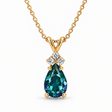 Pear Lab Alexandrite & Diamond Solitaire Pendant 14k Yellow Gold (1.05ct)