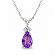 Pear Amethyst & Diamond Solitaire Pendant 14k White Gold (1.05ct)