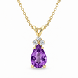 Pear Amethyst & Diamond Solitaire Pendant 14k Yellow Gold (1.05ct)