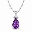 Pear Amethyst & Diamond Solitaire Pendant 14k White Gold (2.05ct)